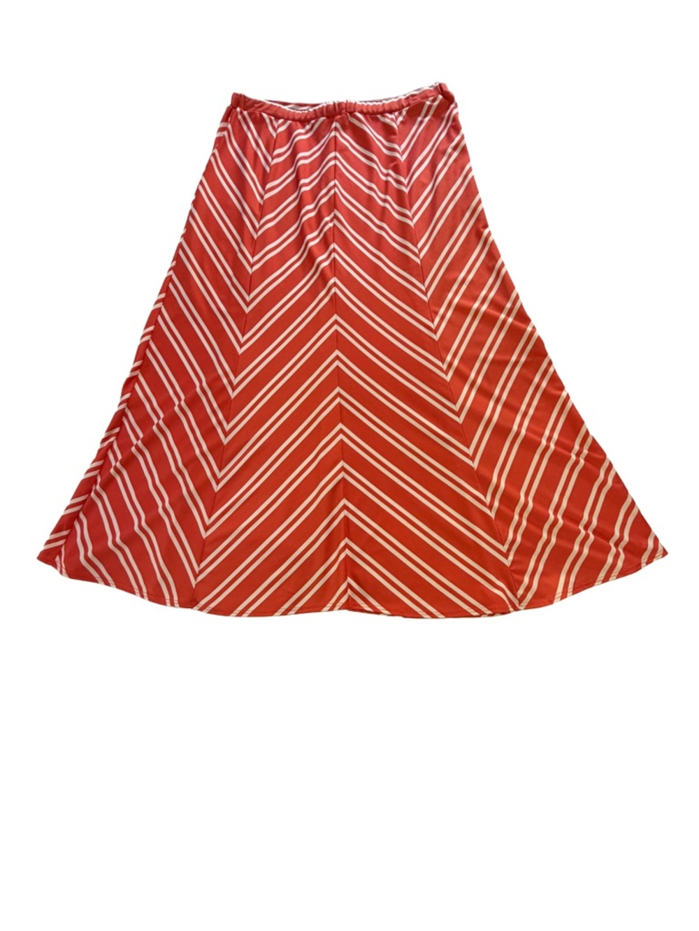 Valerie Stevens Coral and White Chevron A-Line Maxi Skirt